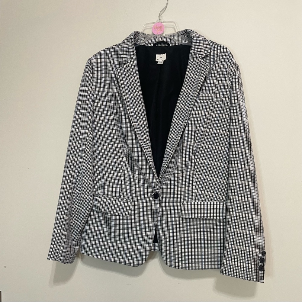 A New Day Black and Blue (with Pink line) Checkered Blazer~ Size 12~ Office Wear